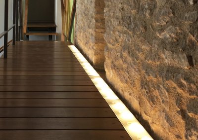 Suspended walkway with LED Strip lighting effect