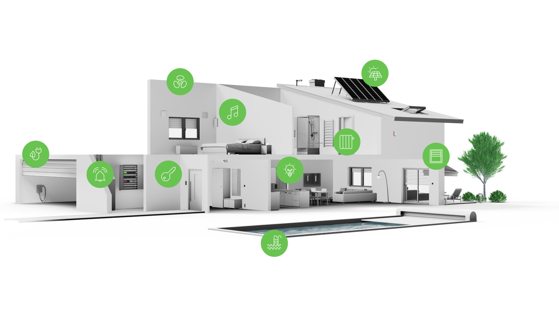 Presence simulation  Smart home, building, apartment. Home automation.  Smart Home